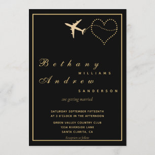 Invitation Mariage de passeport noir moderne