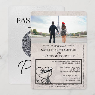 Invitation Mariage de passeport Paris Blanc