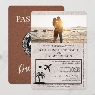 Invitation Mariage de passeport Porto Rico Brown