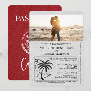 Invitation Mariage de passeport Red Cancun