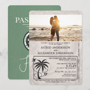 Invitation Mariage de passeport Sage Green Florida