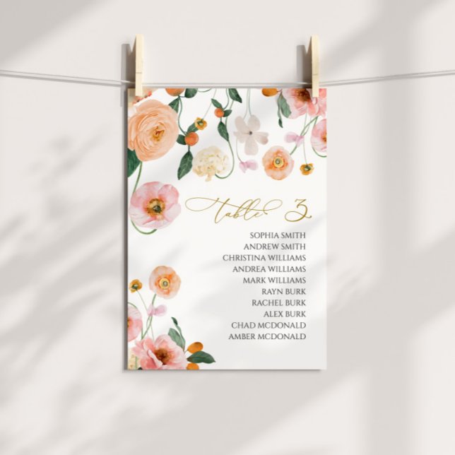 Invitation Mariage de pavot rose Tableau Numéro 3 Tableau de  (Créateur téléchargé)