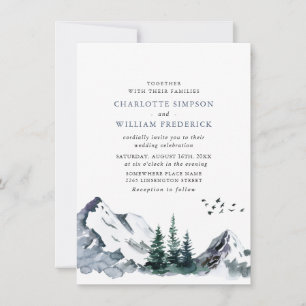 Invitation Mariage de paysage forestier des montagnes élégant