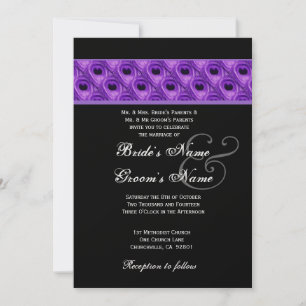 Invitation Mariage de Peacock noir et pourpre Modèle métalliq