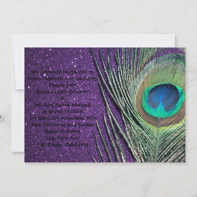 Invitation Mariage de Peacock violet (Devant)