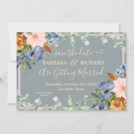 Invitation Mariage de pêche bleu Dusty Date de sauvegarde