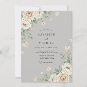 Invitation Mariage de Peonie Champagne Argenté