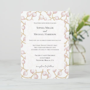 Invitation Mariage de perles de verre rose or