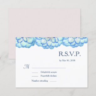 Invitation Mariage de pétales bleu floral blanc roux RSVP