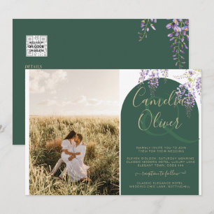 Invitation Mariage de PHOTO tout-en-1 Budget Wisteria QR Code