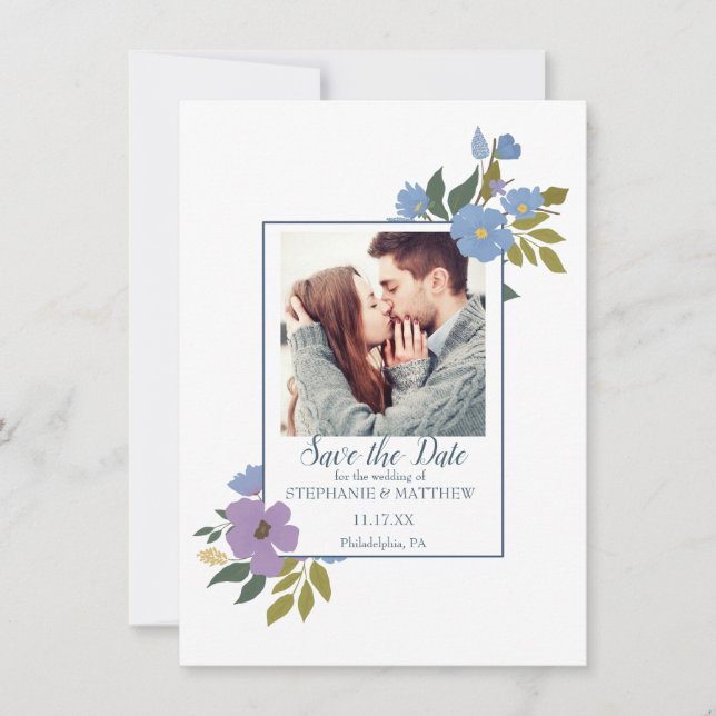 Invitation Mariage de photos florales Enregistrer la date (Devant)