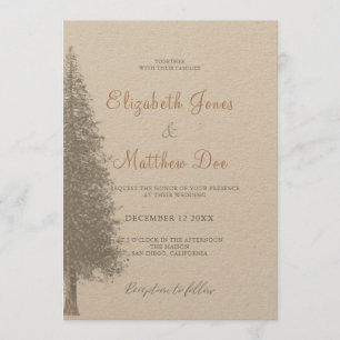 Invitation Mariage de pin d'hiver de Russe Forest Mountain
