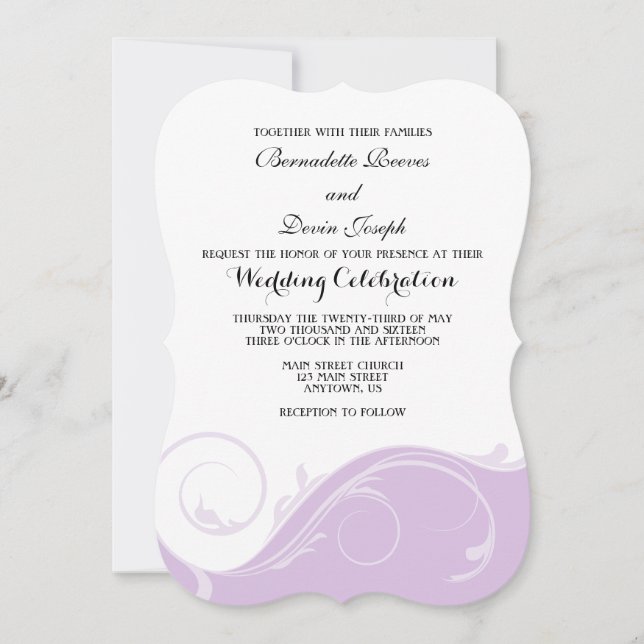 Invitation Mariage de pince florale Lavender invite (Devant)