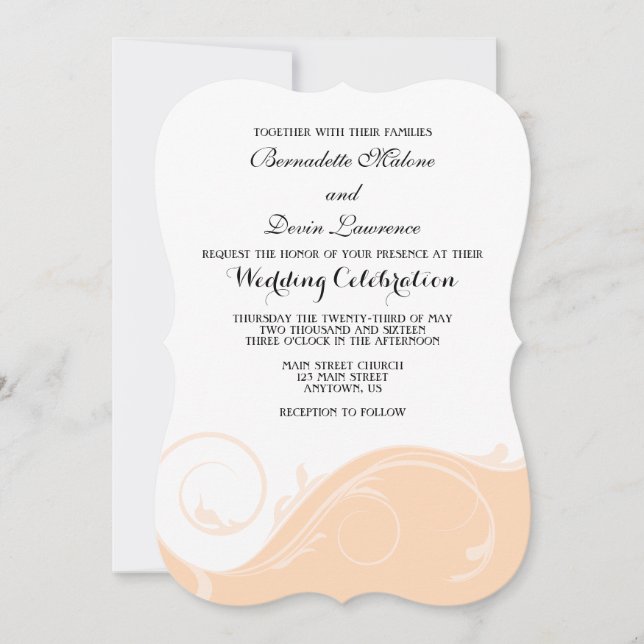 Invitation Mariage de pinceau de fleur de Pêche invite (Devant)