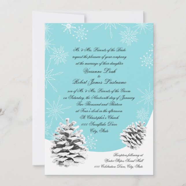 Invitation Mariage de Pinecones d'hiver (Devant)