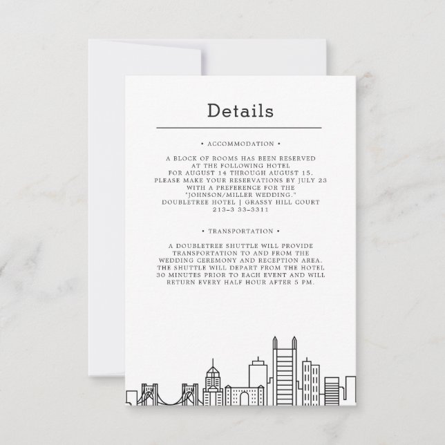 Invitation Mariage de Pittsburgh | Détails de l'invité (Devant)