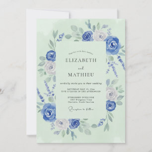 Invitation Mariage de Pivoine Cerulean Menthe