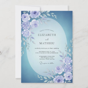 Invitation Mariage de Pivoine Pérywinkle Azur