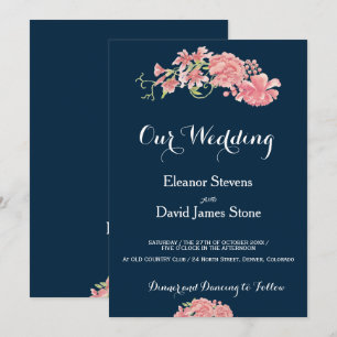 Invitation Mariage de pivoines à fleurs arrière - plans modif