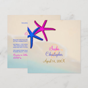 Invitation Mariage de PixDezines Neon Starfish/Beach