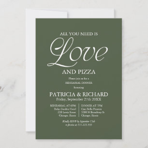 Invitation Mariage de Pizza Vert Forêt Moderne Répétition