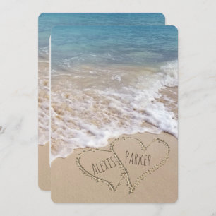 Invitation Mariage de plage avec le coeur
