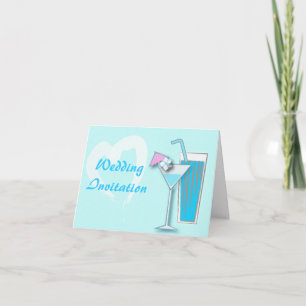 Invitation Mariage de plage bleu d'Hawaï Martini