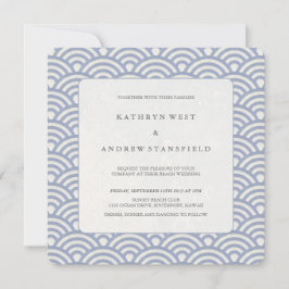 Invitation Mariage de plage Chic doux violet Seigaiha Waves