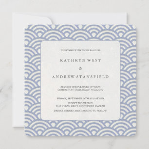 Invitation Mariage de plage Chic doux violet Seigaiha Waves