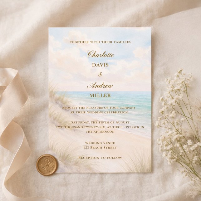 Invitation Mariage de plage côtière (Créateur téléchargé)