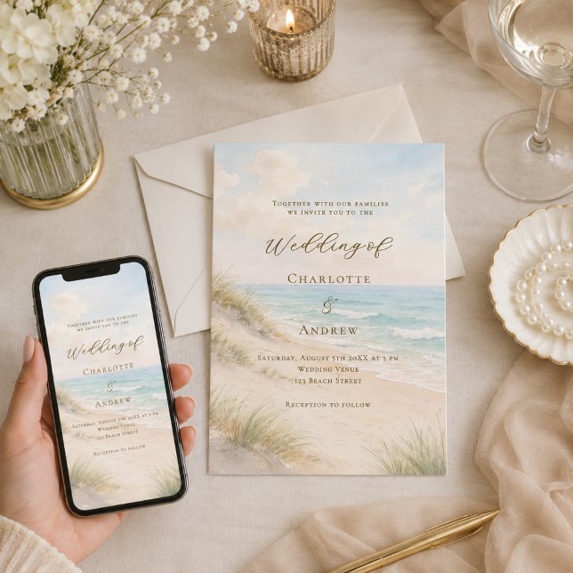 Invitation Mariage de plage côtière (Créateur téléchargé)
