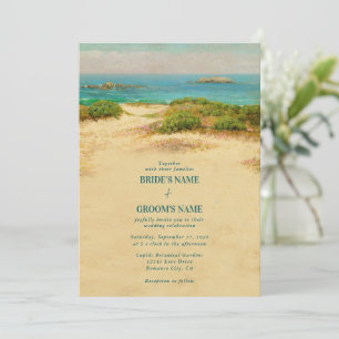 Invitation Mariage de plage côtière à l'aquarelle