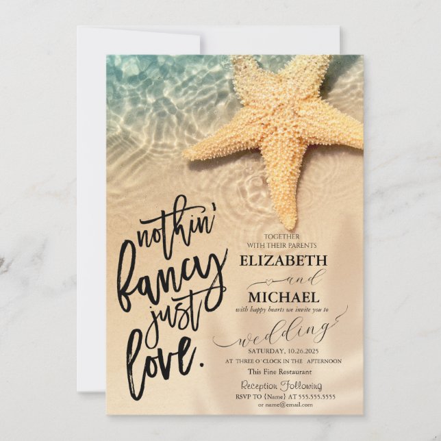 Invitation Mariage de plage de sable de mer (Devant)