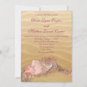 Invitation Mariage de plage de Sand Beach Seashells