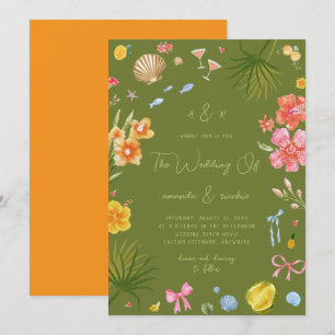 Invitation Mariage de plage fantaisiste sur une île tropicale