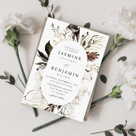 Invitation Mariage de plage Floral noir & blanc