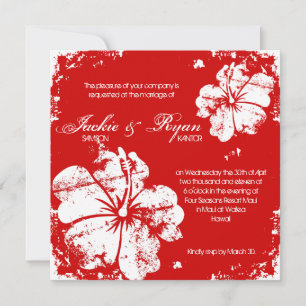 Invitation Mariage de plage Hibiscus Cherry Red