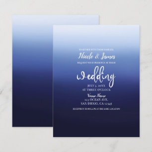 Invitation Mariage de plage minimal moderne bleu océan