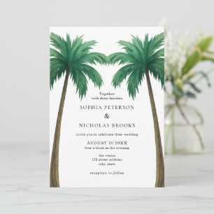 Invitation Mariage de plage photo minimaliste avec palmiers t