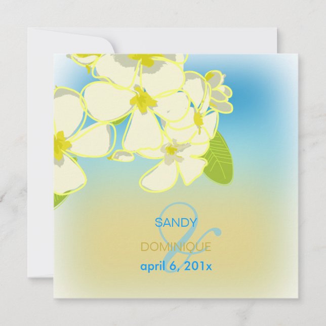 Invitation Mariage de plage/plumérias de sable (Devant)