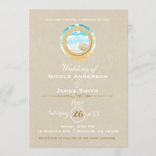 Invitation Mariage de plage rustique Kraft moderne élégant