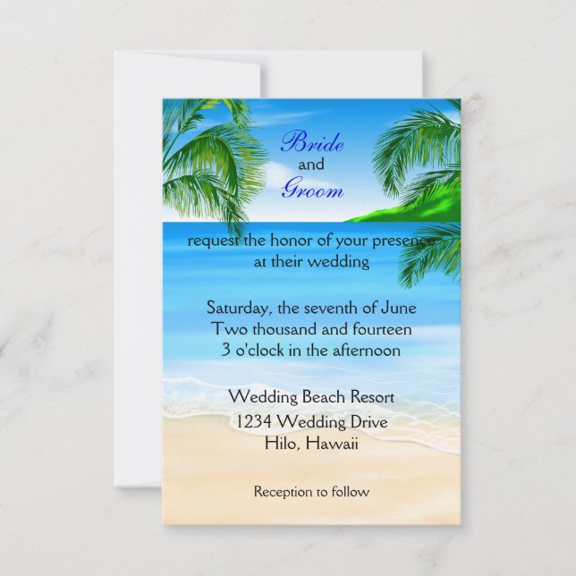 Invitation Mariage de plage tropical (Devant)