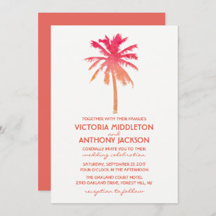 Invitation Mariage de plage Tropical Sunset Palm Tree Beach