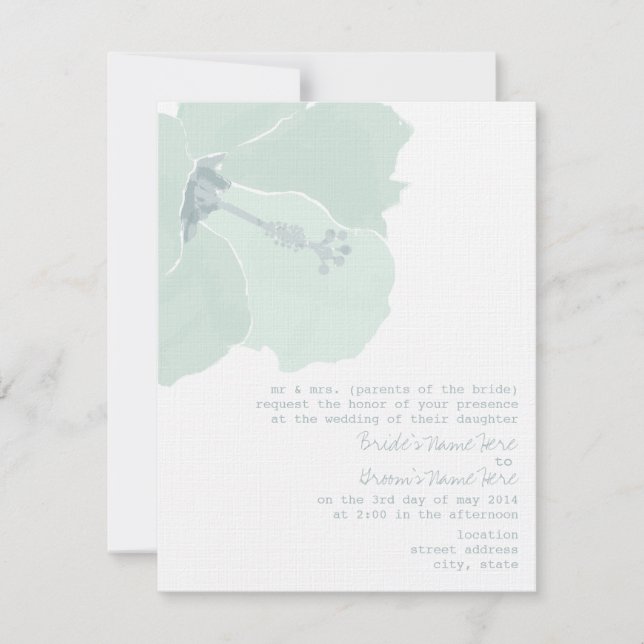 Invitation Mariage de plage tropicale à fleurs d'Hibiscus Aqu (Devant)