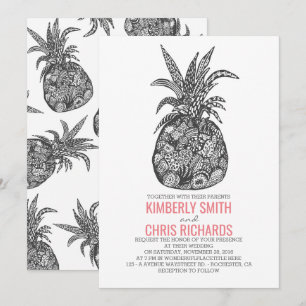 Invitation Mariage de plage tropicale à l'ananas