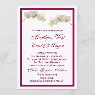Invitation Mariage de plage tropicale aux fleurs d'orchidées