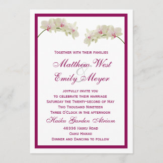 Invitation Mariage de plage tropicale aux fleurs d'orchidées