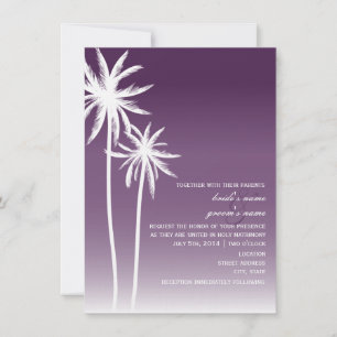 Invitation Mariage de plage violet Ombré Palm Trees