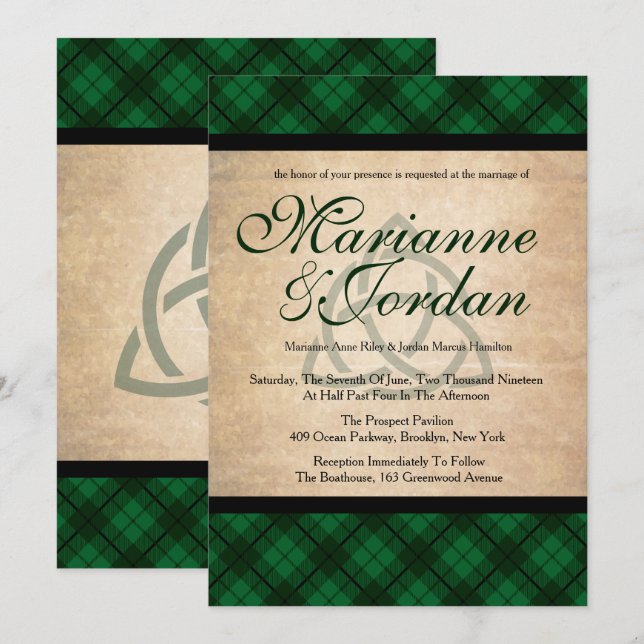 Invitation Mariage de plaid celte (Devant / Derrière)