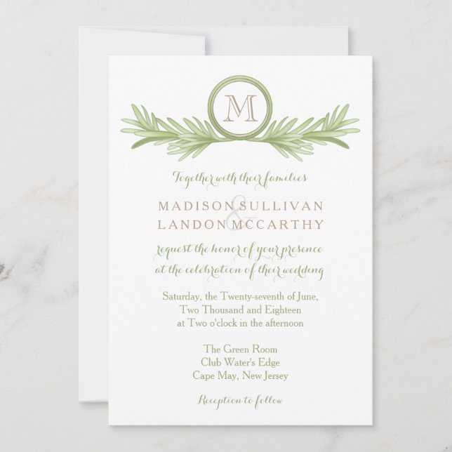 Invitation Mariage de plantes de Rosemary Sprigs (Devant)